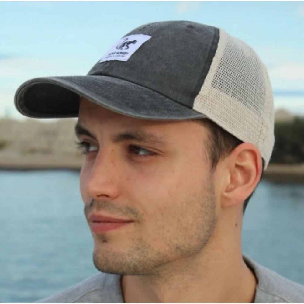 SURF MONKEY - TRUCKER CAP - CANVAS MESH - COTTON / ADULT / ONE‎ SIZE (BLACK)